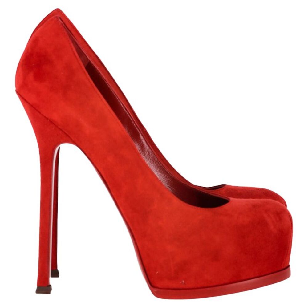Saint Laurent Tribtoo Pumps in Red Suede - Picture 1 of 9